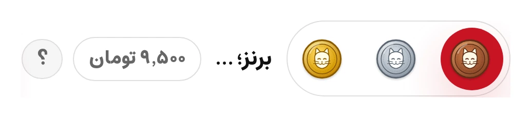 سه دایره‌ی انتخاب کارت (برنز، نقره، طلا) و قیمت، بالای دکمه‌ی ساخت تنخور